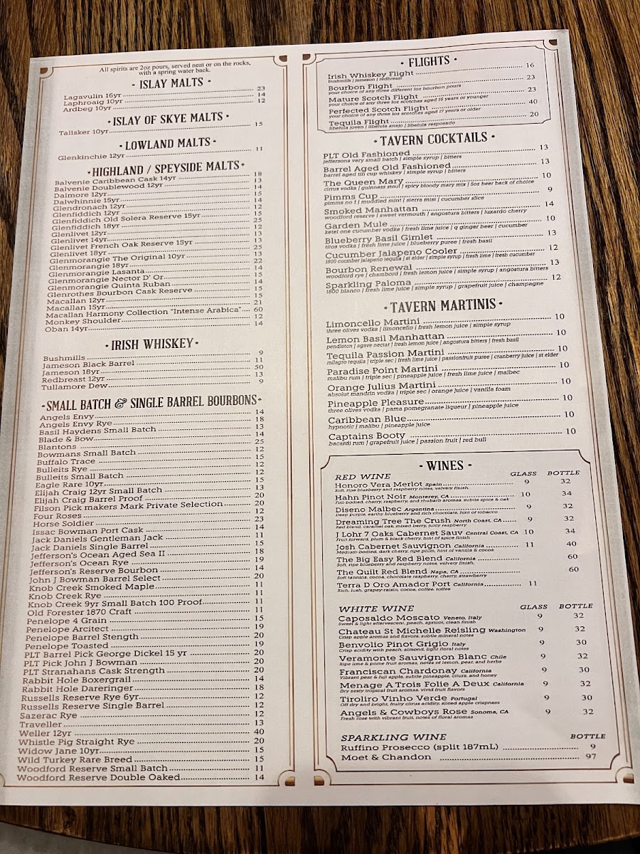 Park Lane Tavern Menu - Image 2